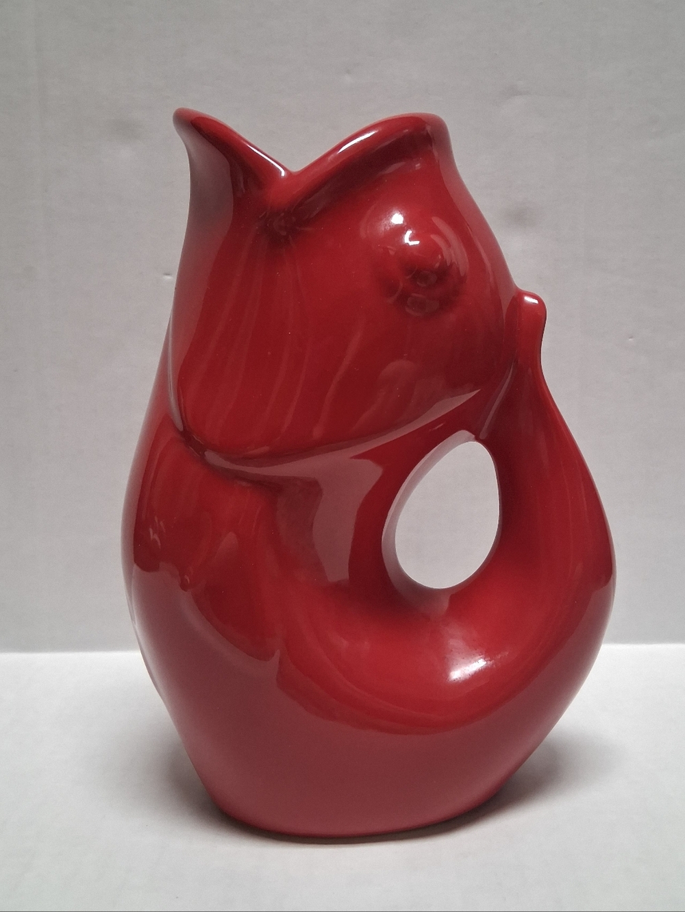 Vintage Red Fish Gurgle Pot 9"
